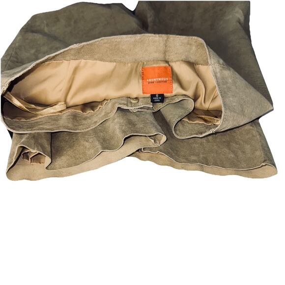 VTG ANONYMOUS John Carlisle 10 Genuine Leather Tan Fawn Cropped Suede Pant Lined - Picture 8 of 9